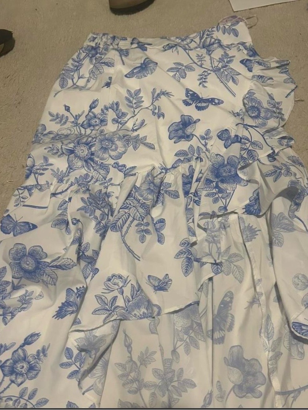 Blue Floral Tiered Midi Skirt - Women